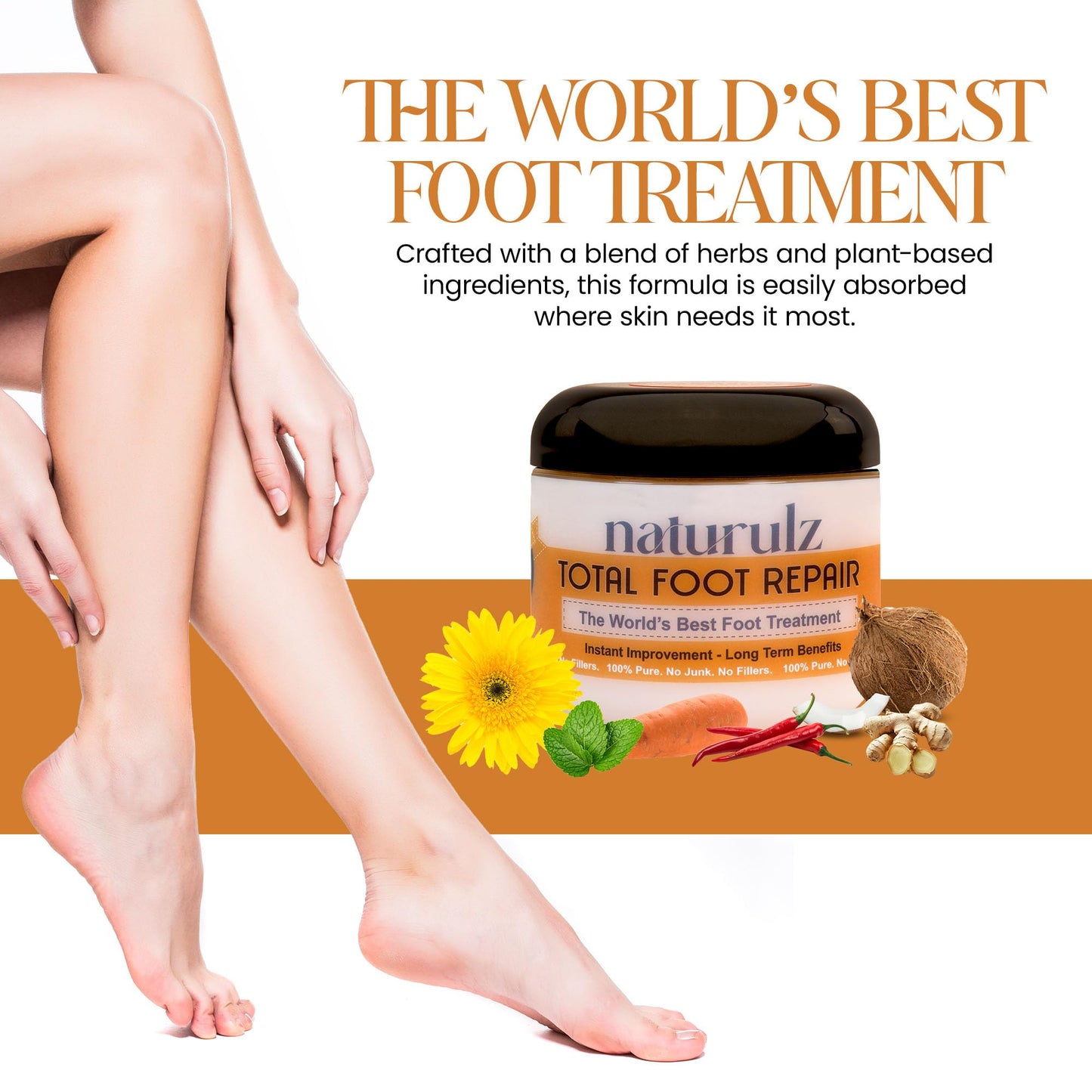 Naturulz Total Foot Repair 4oz - No Junk Foot Cream for Dry, Rough Skin & Cracked Heels, Lightweight & Compact Moisturizer for F