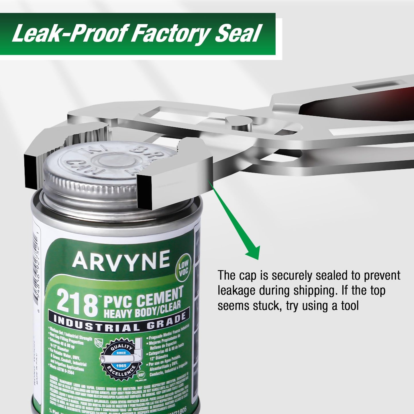 ARVYNE PVC Cement – Fast‑Dry Solvent Weld Glue for PVC Pipe, Vinyl & Inflatable Repair – Waterproof, Clear Finish, Professional Strength – 4 oz Leak‑Proof Can