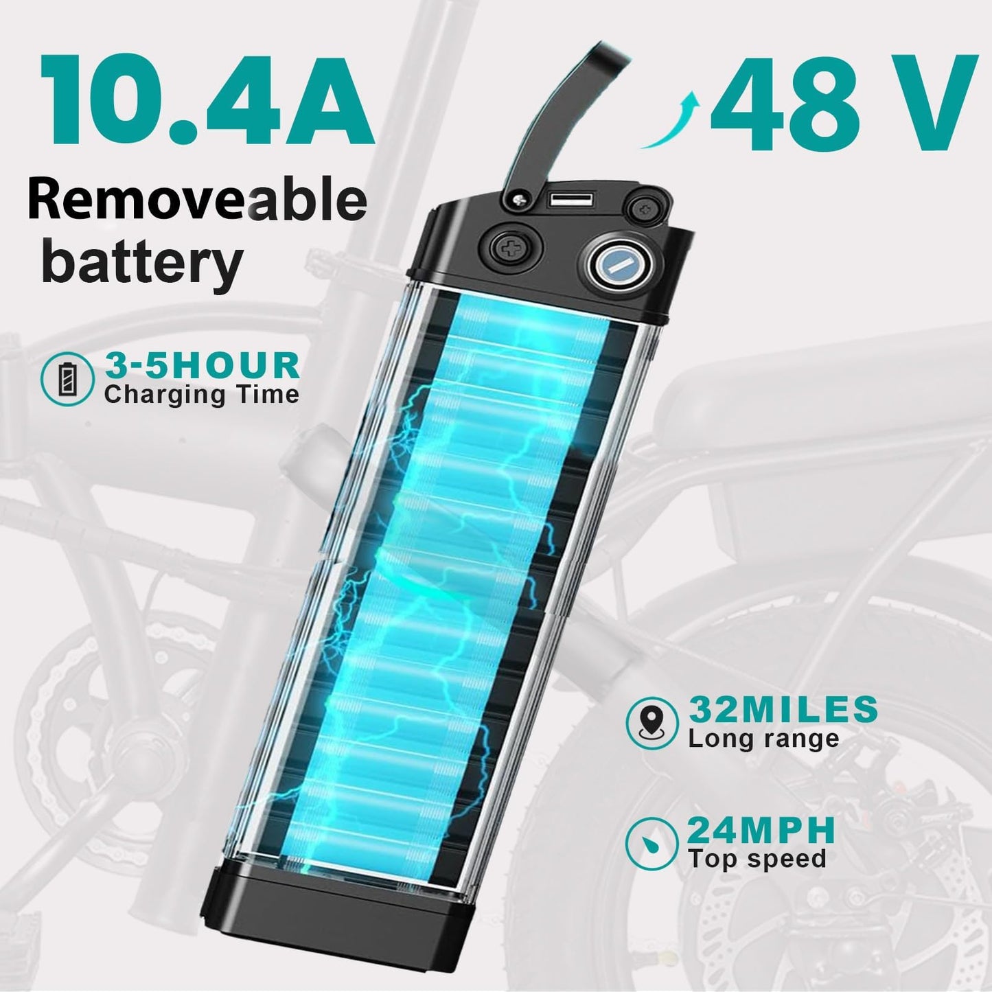 Folding Electric Bike for Adults and Teens, 560W Motor 24MPH Compact Commuter Ebike, 32 Miles Range, 48V 10Ah Battery, 3-Level Pedal Assist, 14" Mini Foldable Electric Bicycle, UL 2849 Certified