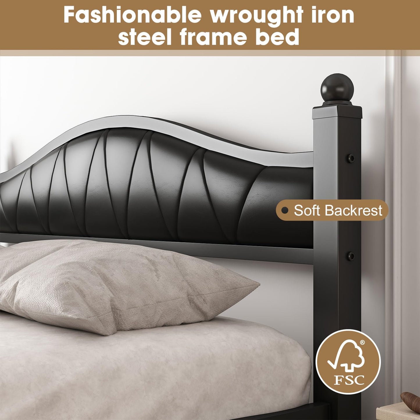 Bed Frames Queen Size with Headboard, Noise-Free Design Heavy Duty 1500lbs Support Tool-Free in 20 Min, No Box Spring Needed 12" Under Storage