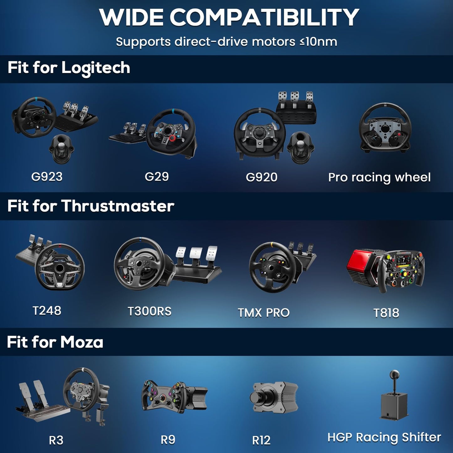 Gazzyt Foldable Racing Simulator Cockpit Fit for Logitech G29 G920 G923, for Thrustmaster T248 T300, for Fanatec Direct Drive Wheels (≤10Nm),Wheel and Pedals Not Included
