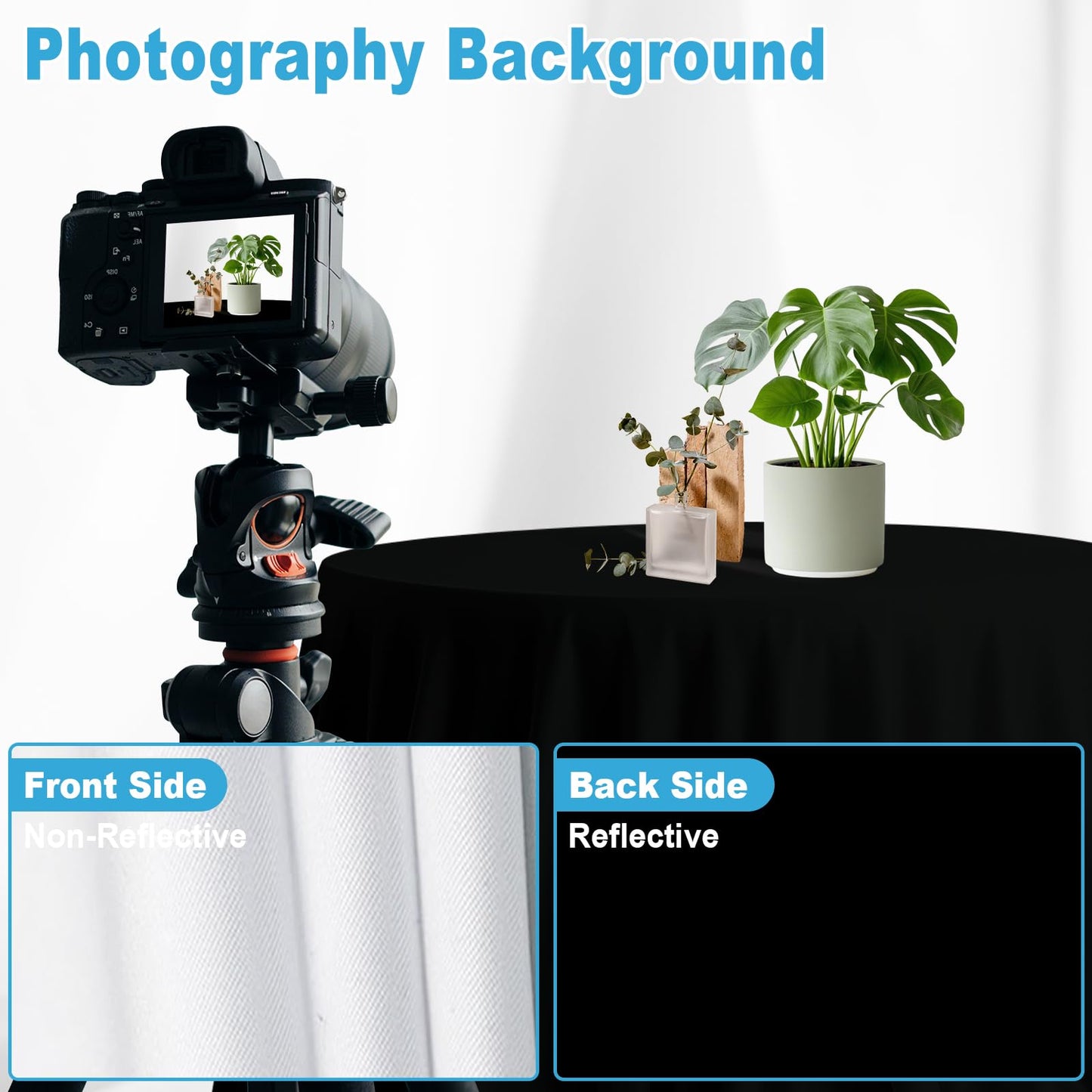 LYLYCTY Black White Photography Backdrop for Photoshoot, 2-in-1 Revisible Black Backdrop White Screen Background for Video Photography Gaming Streaming5x7ft