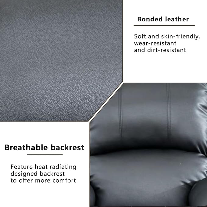 A Ainehome Living Room Furniture Set Leather Recliner Sofa Set Loveseat Chair Furniture Sofa Set for Living Room/Small Space/Rv/House/Office/Theater Seating (A-Black Leather, Chair)