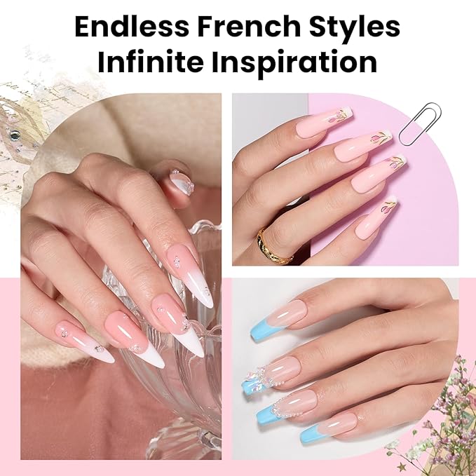 Beetles French Manicure Nail Art Stickers 30 Sheets French Tip Tool 3 Designs Self-Adhesive Nail Tips Guides for DIY Decoration Nails Art