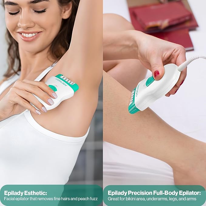 Epilady Face & Body Hair Removal Device Bundle | Speed Corded Epilator + Esthetic Facial Hair Removal for Women | Epilator for Women Legs, Arms, Underarms, Face, Bikini (Green)