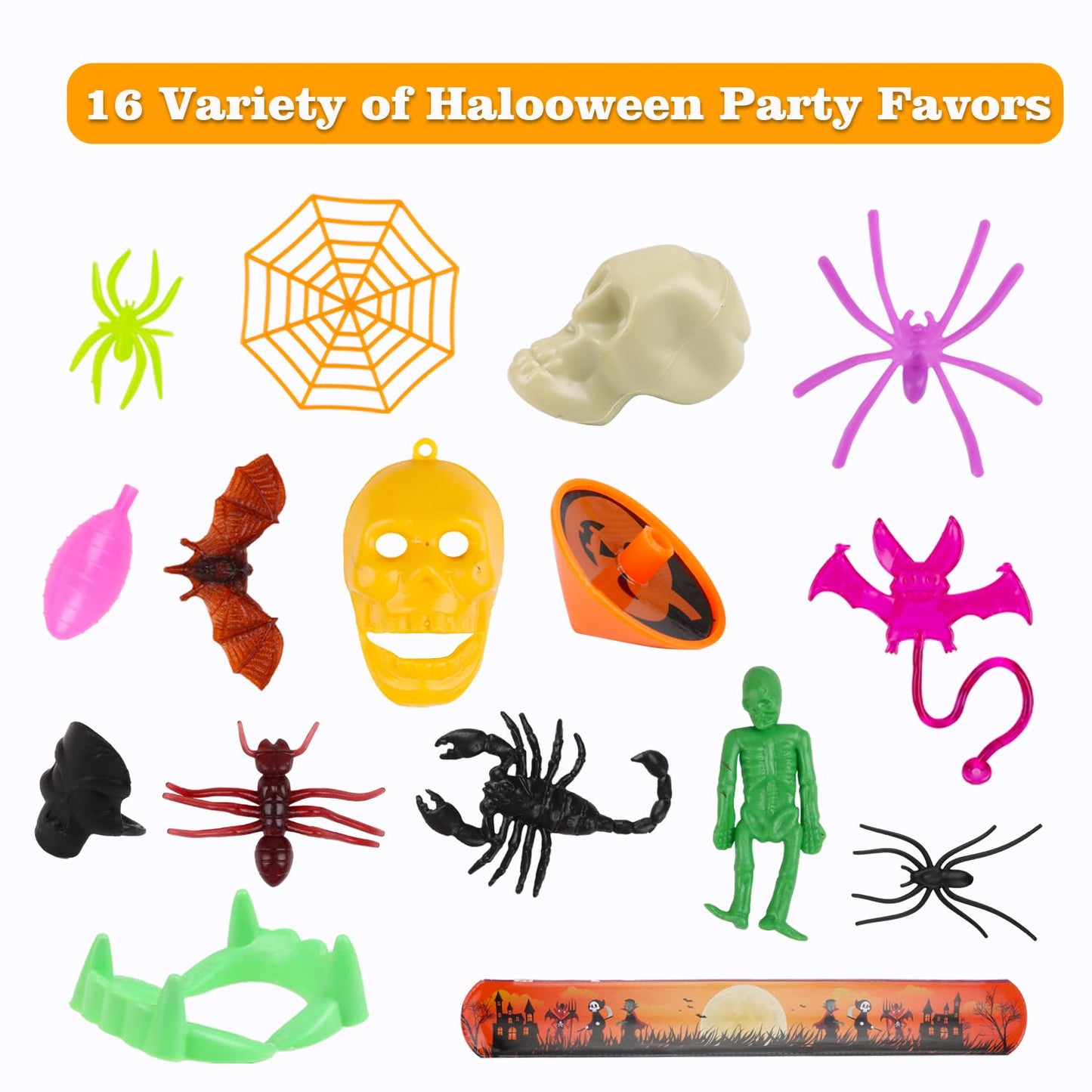 SULOLI 130pcs Halloween Party Toys Assortment, Halloween Toys Bulk for Kids Halloween Goodies Bags fillers Prizes Trick or Treat Classroom Party Supplies