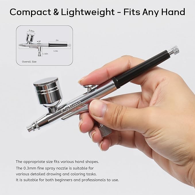 Colima Airbrush Gun Kit Perfect Starter Kit for Beginners Dual-Action Gravity Feed Airbrush with 0.3mm Tip for Art, Crafts, Tattoos & More
