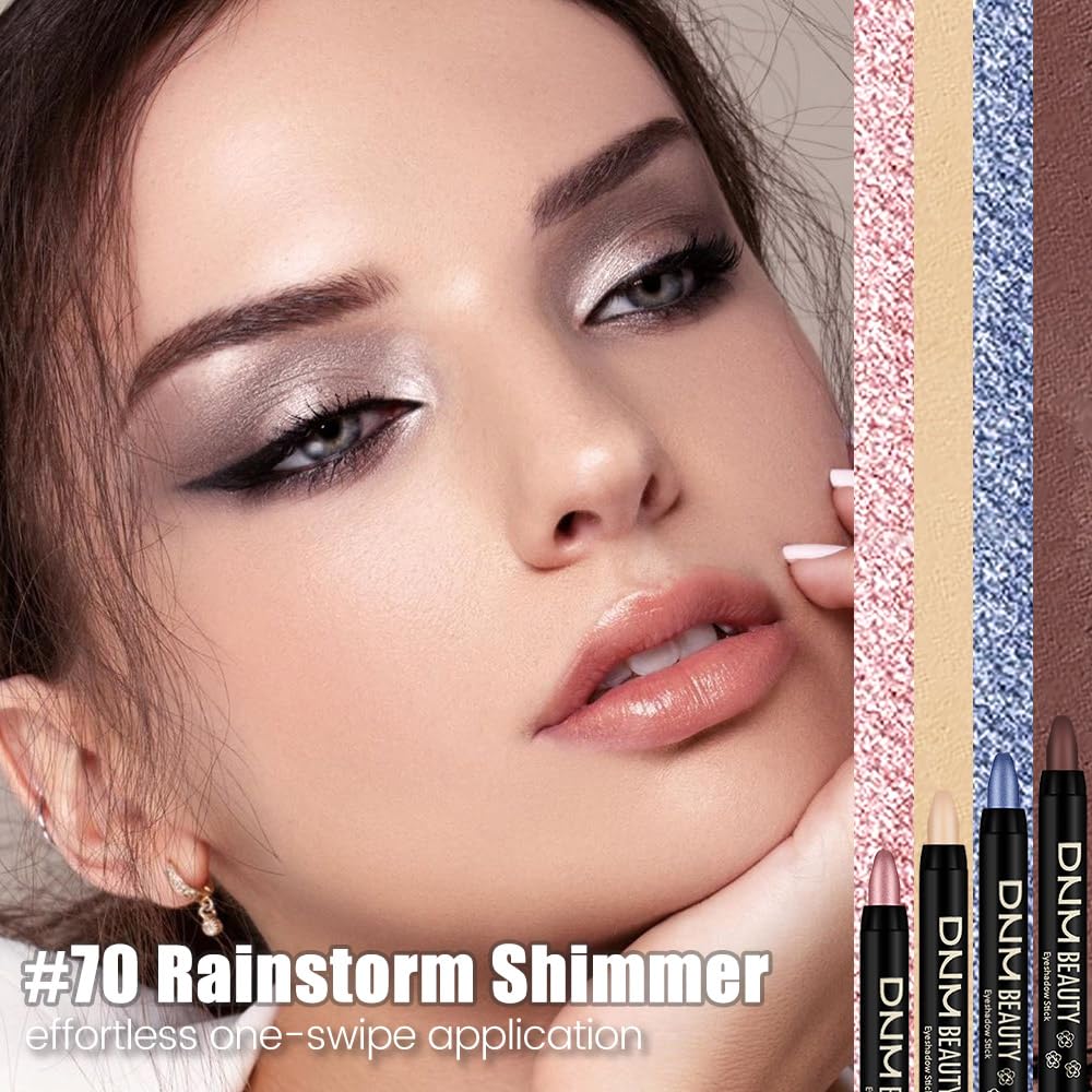 evpct Silver Grey Shimmer Cream Eye Shadow Sticks Brightener Pencil for Women, Silver Grey Silky Eyeshadow Applicator Stick Pen