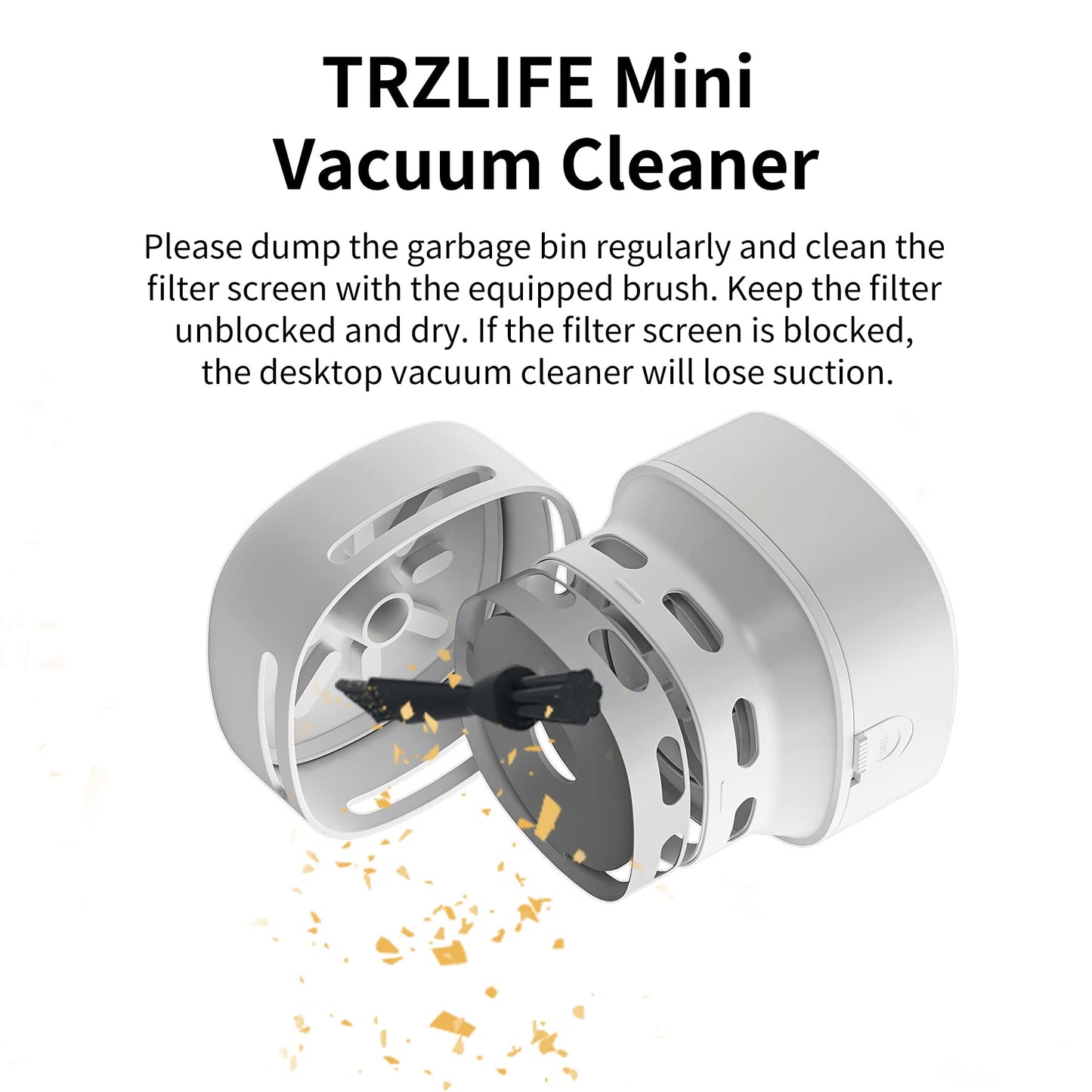 TRZLIFE Cordless Desk Vacuum Cleaner, Upgraded Rechargeable Mini Desktop Vacuum Sucks up Crumbs Debris from Office Desk Countertop White Elephant Tech Gift for Easter Christmas Stocking Stuffer Pink