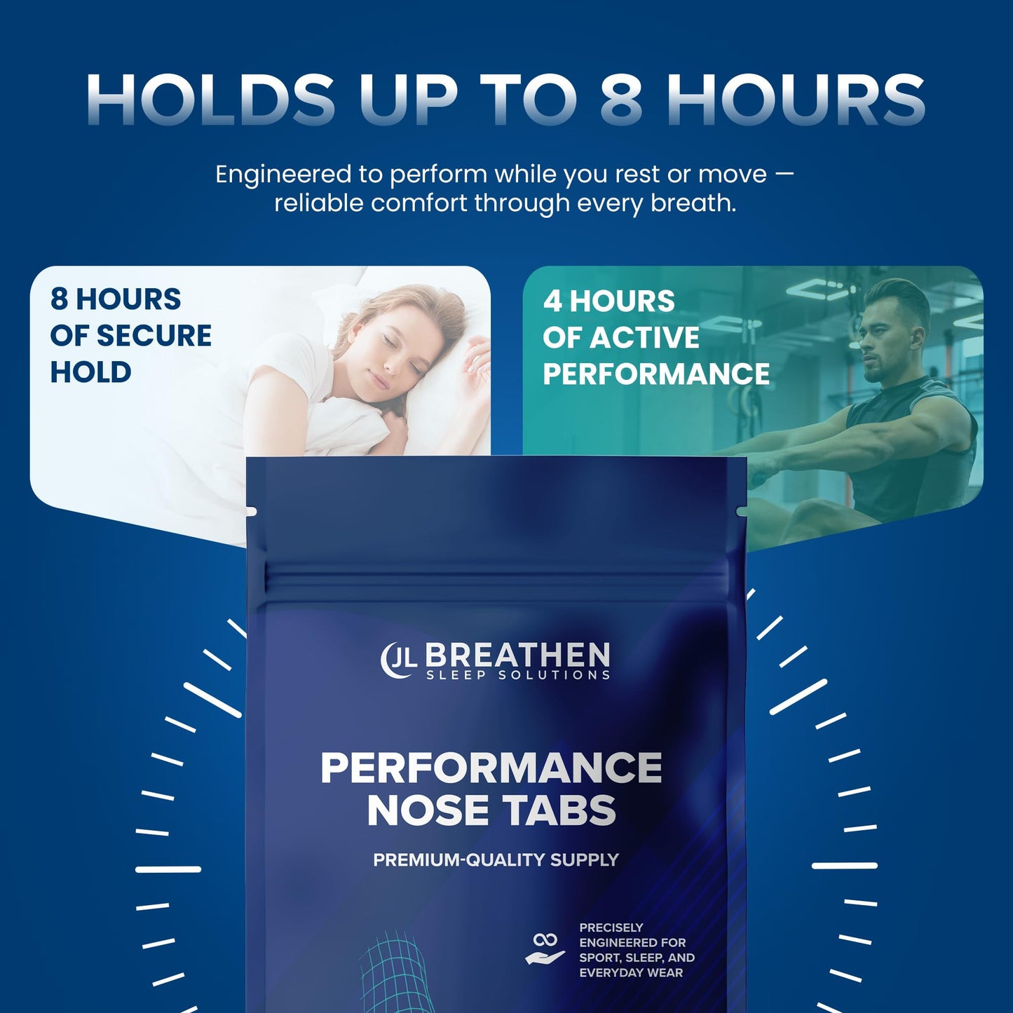 JL Breathen Sleep Solutions Performance Nose Tabs – 60 Count (30 Days) – Premium Skin-Friendly Adhesive for Secure, Comfortable All-Day Hold
