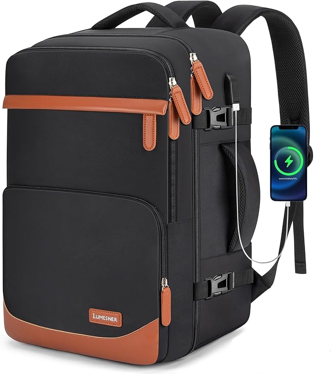 Velaybor 40L Travel Backpack with USB Charging Port, Water-Resistant Carry On Backpack for Men Women, Business Laptop Back...