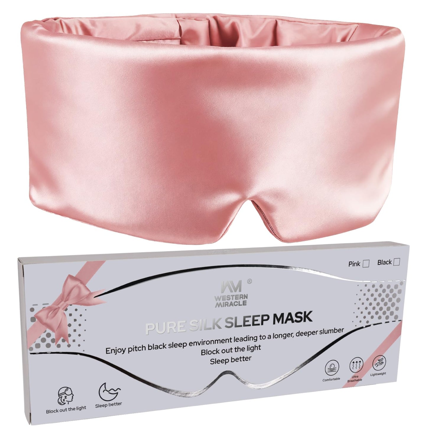 Silk Sleep Mask – 100% Mulberry Silk Eye Mask for Sleeping, Soft Slip Feel, Adjustable Headband, Blackout for Side Sleepers, Men & Women