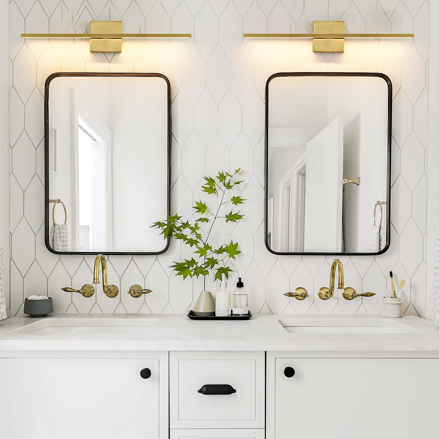 CCYCOL Gold Bathroom Light Fixtures Over Mirror 24 inch 18W LED Vanity Lights for Bathroom Modern Bath Sconces Wall Lighting 3500K Warm Light for Paintings