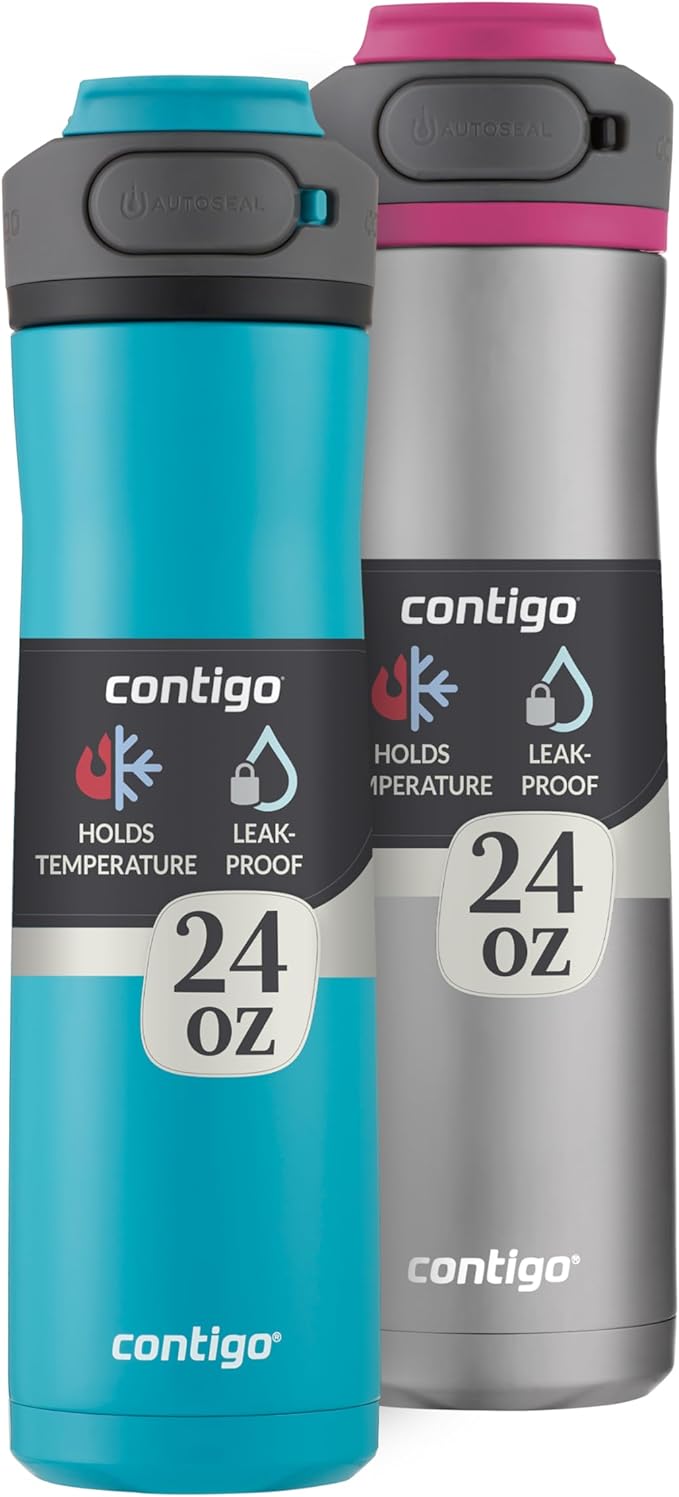 Contigo Cortland Chill 2.0 Vacuum-Insulated Stainless Steel Water Bottle Spill-Proof Lid Preserves Temperature for Hours 2...