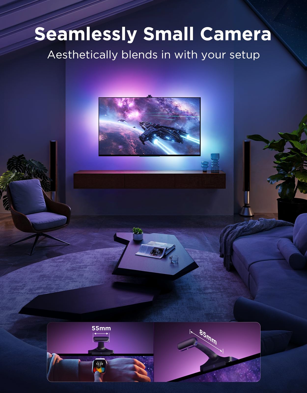 Govee TV Backlight 3 Pro with HDR Triple Camera, 11.8ft 5-in-1 RGBWWIC LED Strip Lights That Change with 55-65 Inch TVs, 75LEDs/m, Supports AI Filter, Smart App and Voice Control, DreamView Sync