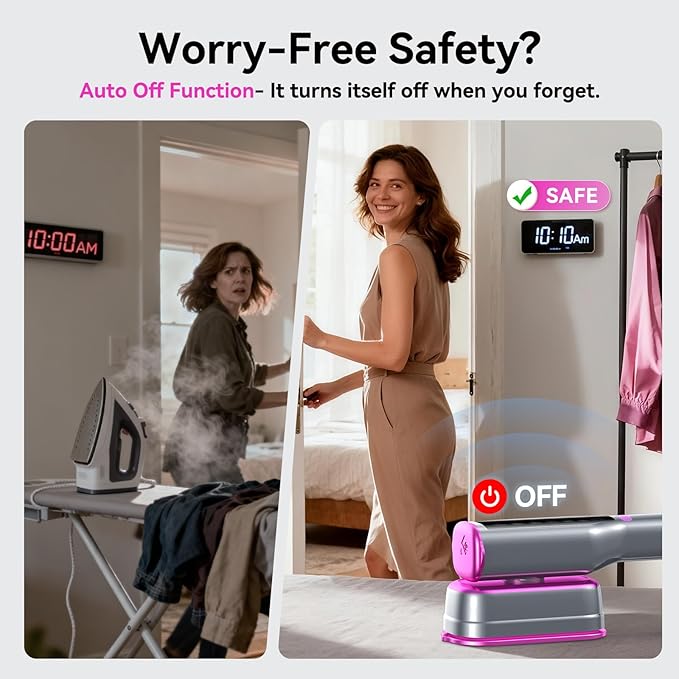 DIGIX 2-in-1 Steamer & Iron, 10s Heat-up, LED Display, 6 Modes, 130ml Large Tank, Self Clean, 1200W Travel Steamer for Clothes, Portable Handheld Garment Steamer for Travel Home Office, Auto-off, 120V
