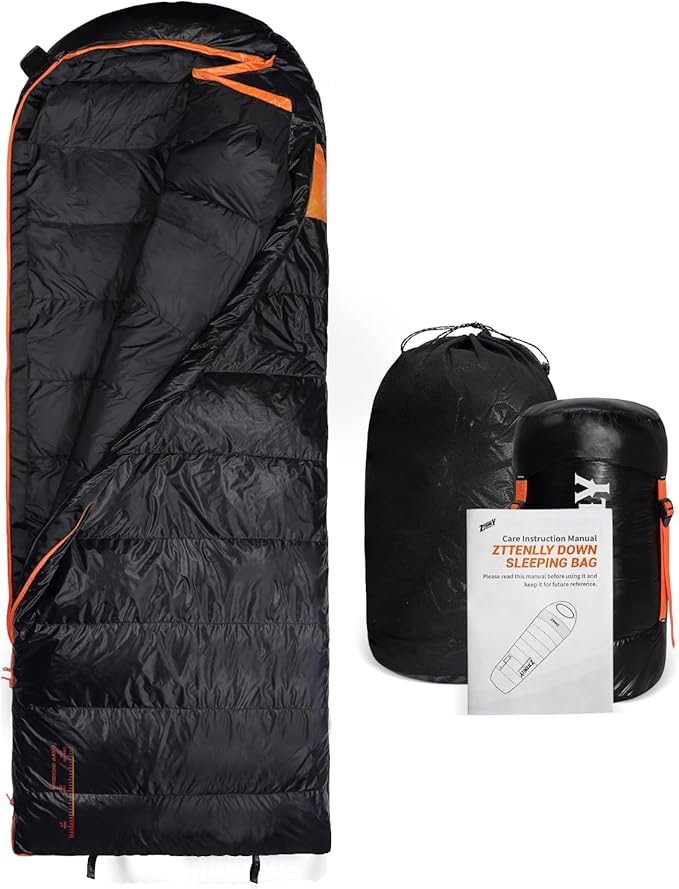 ZTTENLLY Down Sleeping Bag for Adults - Lightweight and Compact for Backpacking, Camping and Hiking - 550/600 FP, 0/20/30 ...