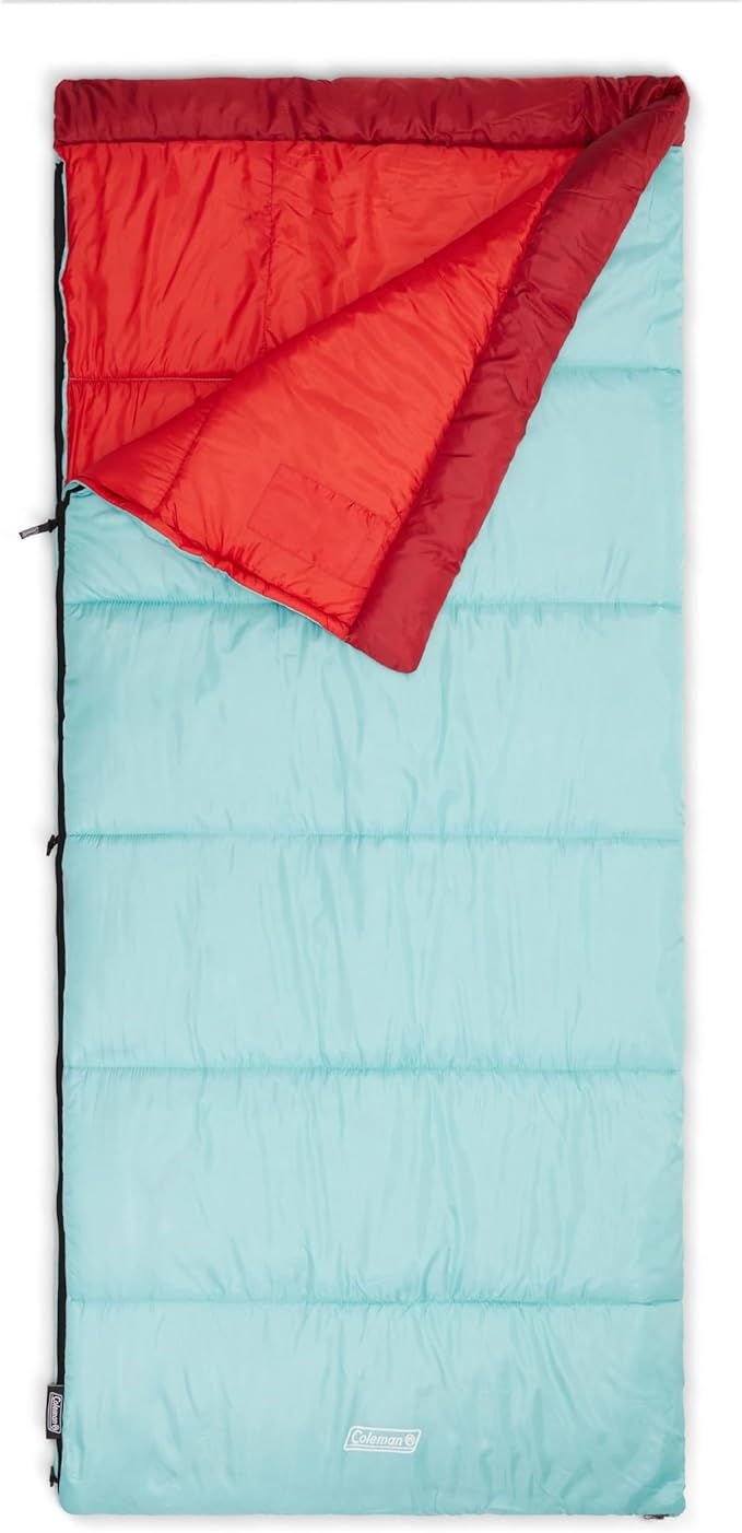 Coleman Flatlands 30/40/50°F Sleeping Bag, Made from 100% Recycled Material, Big & Tall Options, Cool-Weather Sleeping Bag...