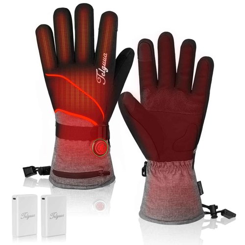Telguua Heated Gloves for Women Men,Electric Rechargeable Heated Work Glove Ski Mitten Waterproof Touchscreen Heated Gloves (Grey, S)