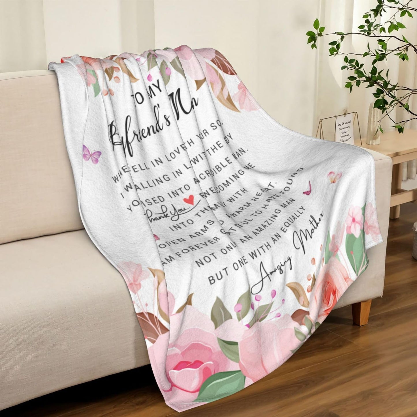 Vepvlahu Gifts for Boyfriends Moms Throw Blanket 60"X50", Boyfriend Mom Gift, Retirement Birthday Gifts for Boyfriends Moms from Girlfriend, Gift for Mother in Law/Boyfriend's Mom