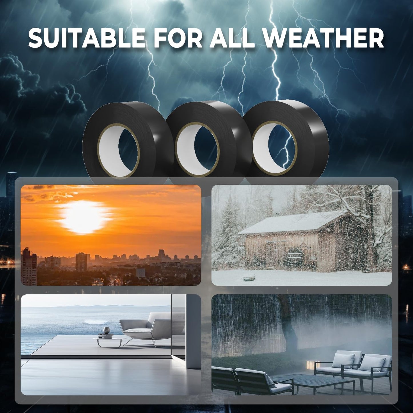 SWRT 12 Pack Black Electrical Tape Waterproof, 0.75 in x 66 FT High Temp Electric Tape Under 600V for All Weather - UV Protection - Flame Retardant