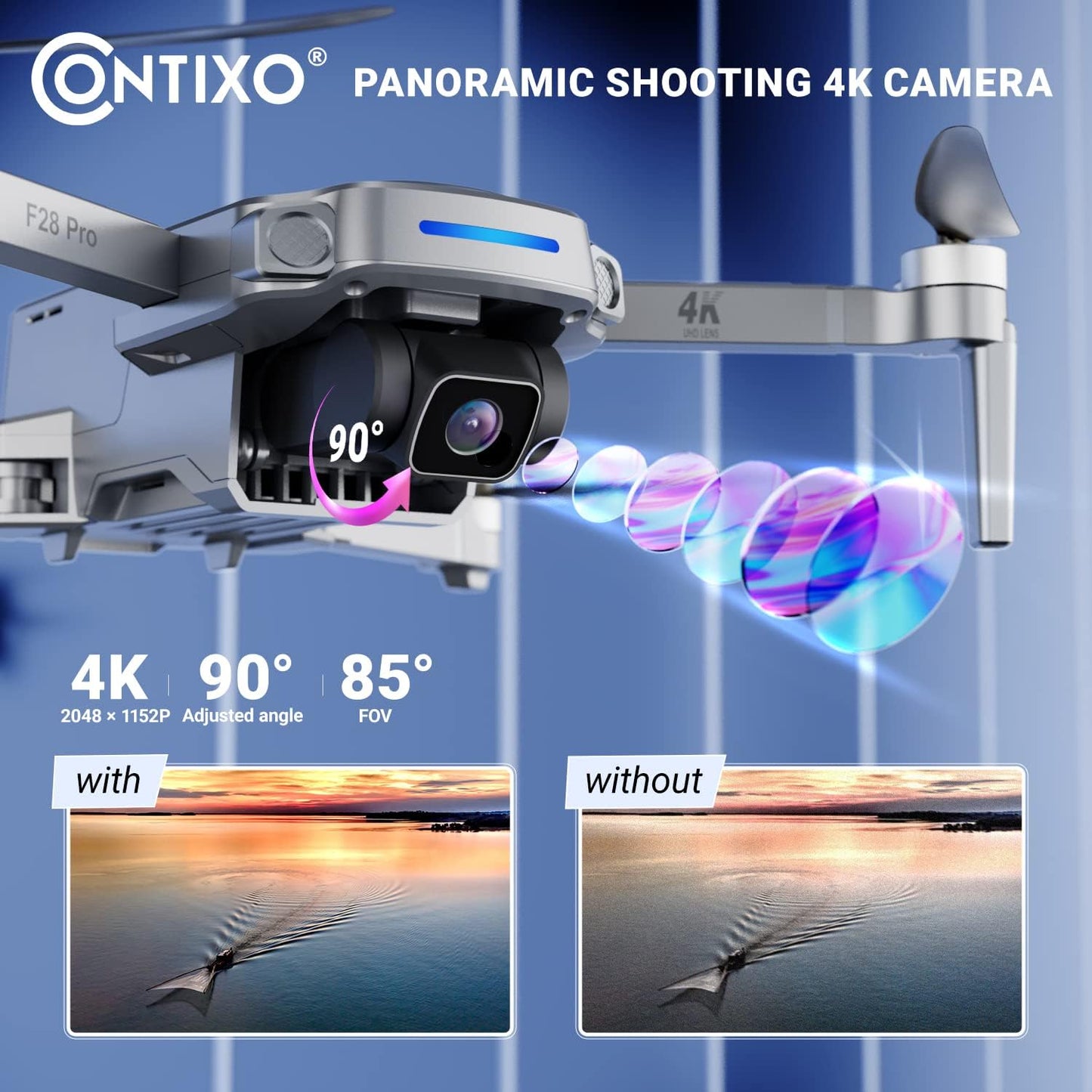 Contixo Mini GPS Drone With 4K Camera, 25 Mins Flight Brushless Motor, Way Point Orbit Mode, Follow Me RC Drones FPV Foldable Quadcopter For Beginner Adults Teenagers Kids