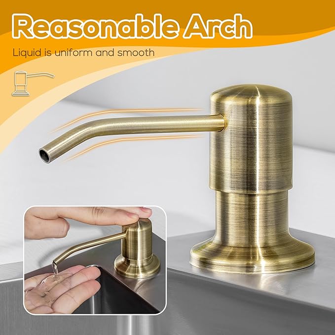 Soap Dispenser for Kitchen Sink, Built in Soap Lotion Dispenser with 17 OZ Bottle, Soap Pump Built in Countertop Under Sink, Green Bronze