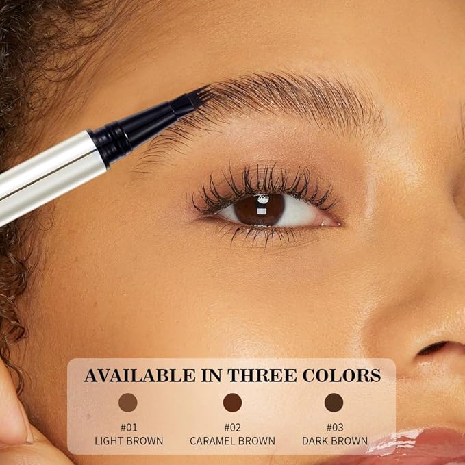 Dual-Ended Microblading Eyebrow Pencil for Women, 2 in 1 Liquid Eyebrow Pencil with Microblading Pen, Shaped Fill HairLike Waterproof Lasting Eyebrows(03 DARK BROWN)