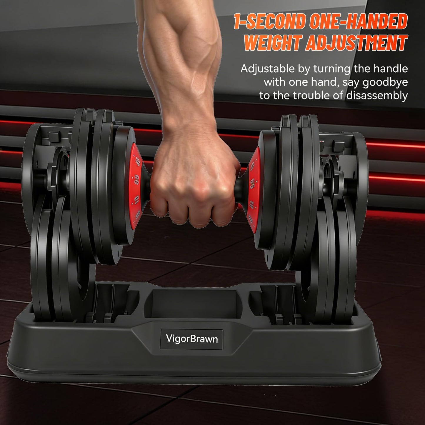 Adjustable Dumbbell Set 55LB - 5-in-1 Multifunctional Weights with Anti-Slip Metal Handle, Quick Adjusting Mechanism, Ideal for Full Body Strength Training, Includes Convenient Storage Tray (2)