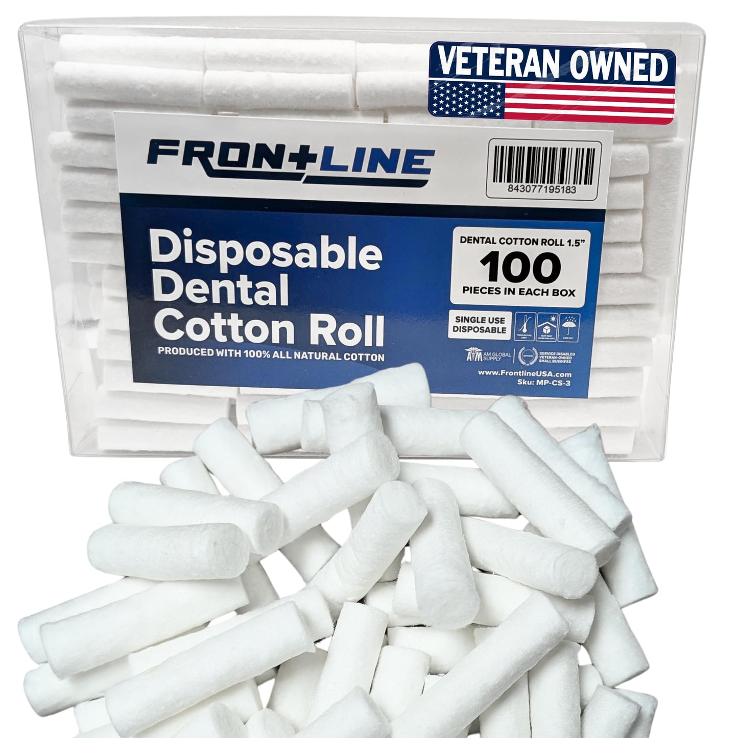 Cotton Dental Rolls 100 Count | Absorbent Nose Plugs and Nose Bleed Stoppers for Dental Procedures, Wisdom Teeth Recovery, and First Aid | Soft, Gentle, Cotton Supplies