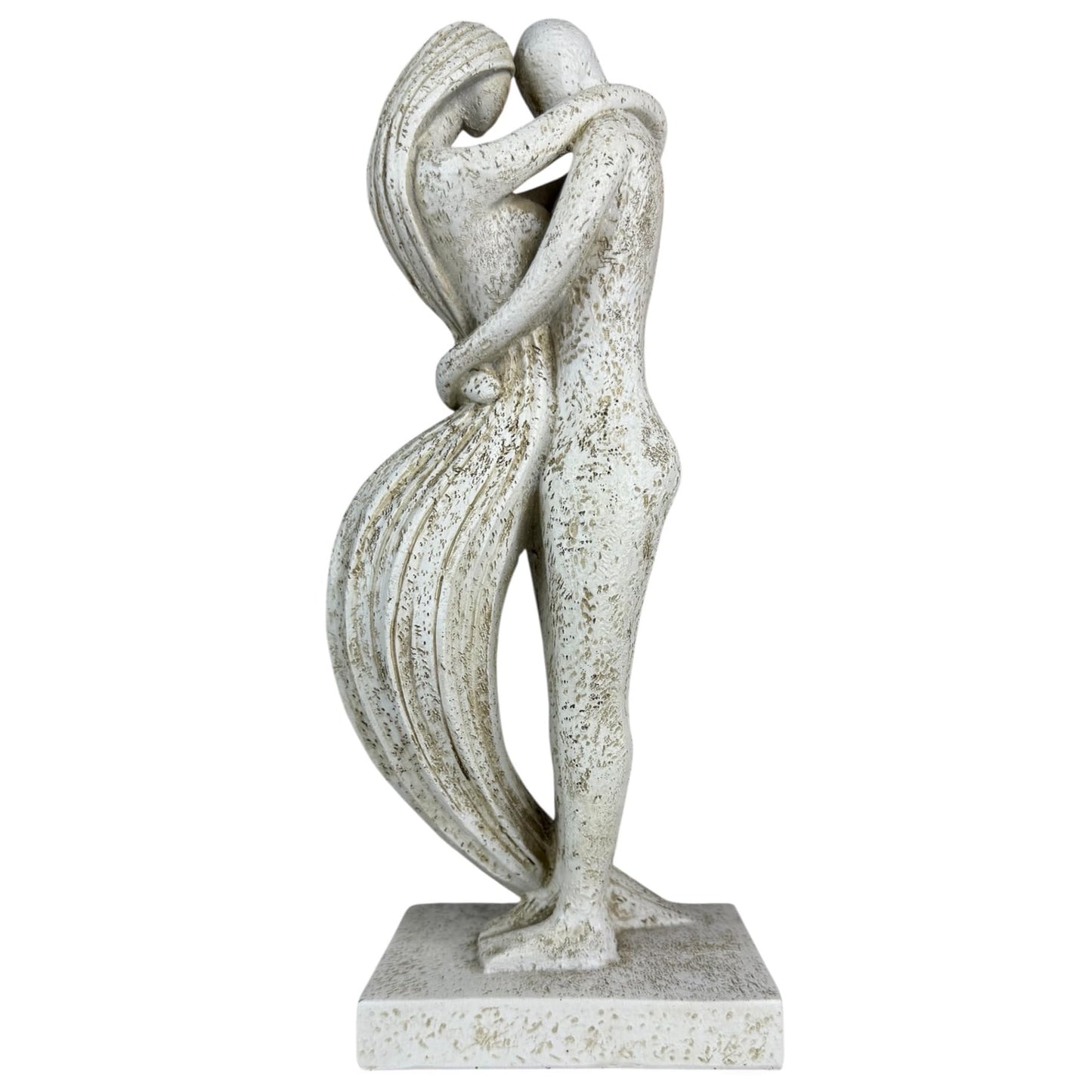 Top Brass Eternal Embrace Romantic Couple Sculpture – 12 1/2” Resin Lovers Statue (Graphite Kiss & Moon-wash Limestone) – Modern Home Décor Wedding Anniversary Love Art (Moon-wash Limestone)