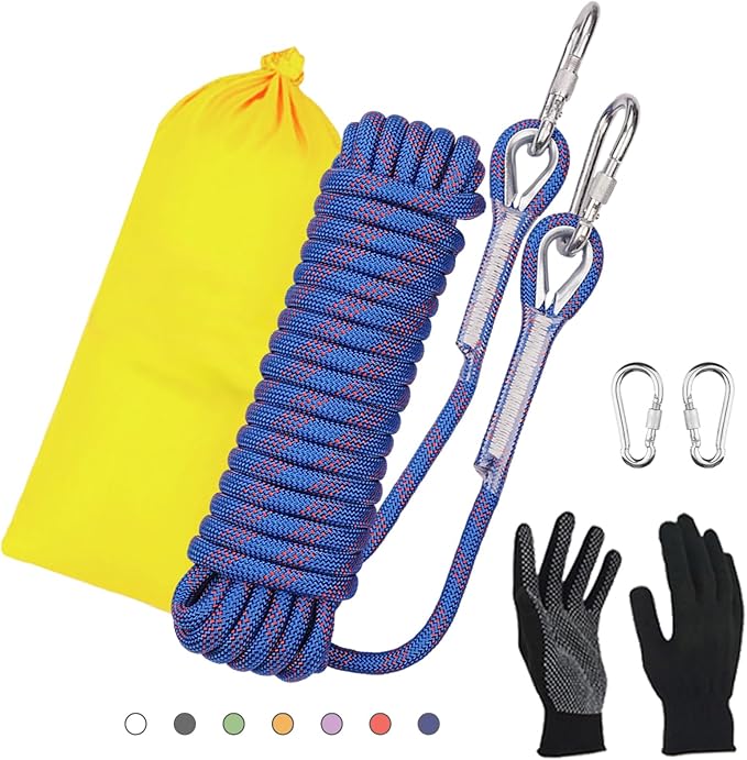 DELLNA 8mm Static Climbing Rope - Heavy Duty Climbing Rope for Rock Climbing, Tree Climbing Gear, Arborist Rope, and Campi...