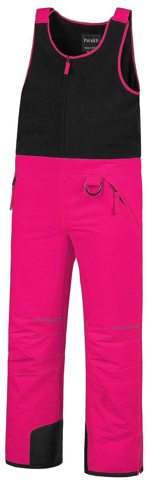 Pursky Girls Snow Bibs Ski Bib Kids Unisex Insulated Snowpant Snowboard Snowsuit Rose Red 8