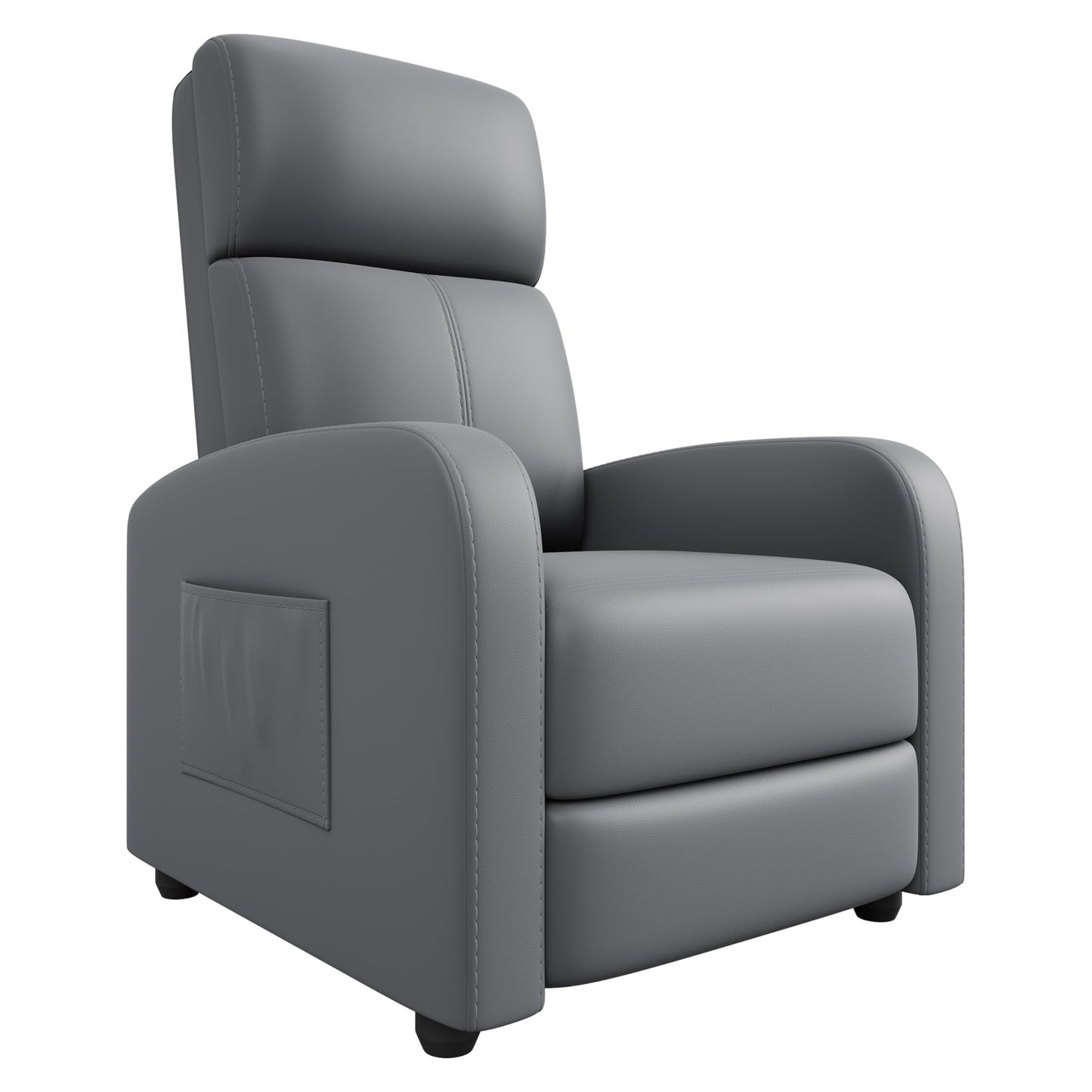 Recliner Chair for Adults, Adjustable Single Sofa with Side Pocket Tall Back Wide Arms Padded Seat, Home Theater Seating for Living Room,Gray