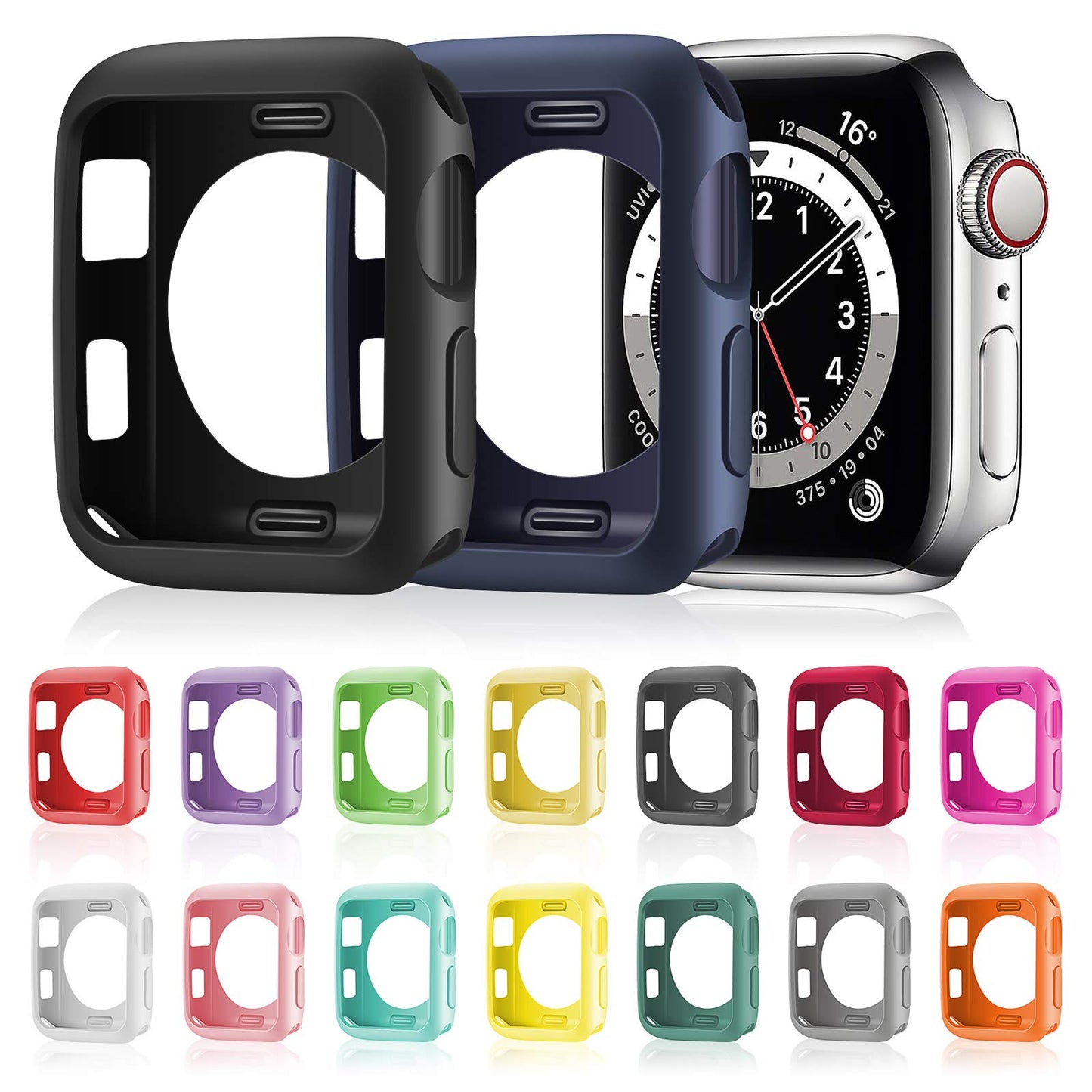 16 Pieces Soft Tpu Protective Watch Case Anti-Scratch Silicone Protector Soft Flexible Tpu Thin Lightweight Bumper Cover For Sma