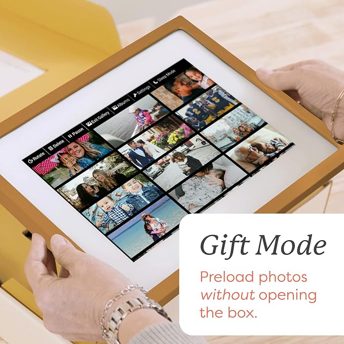 Skylight Digital Picture Frame - WiFi Enabled with Load from Phone Capability, Touch Screen Digital Photo Frame Display - Customizable Gift for Friends and Family - 10 Inch Gold