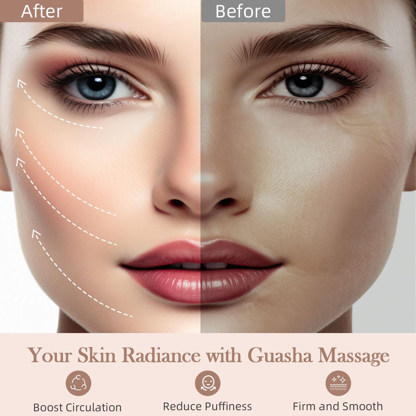 BESKAR Gua Sha Facial Tools, Stainless Steel Guasha Massage Sticks for Jawline Sculpting, Tighten Face Skin and Reduce Wrinkles,
