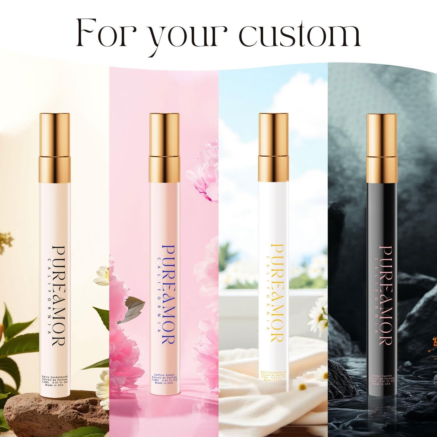 PUREAMOR Pheromones Perfumes for Women, Saffron Amber Perfume, Long Lasting Eau De Parfum, Advanced Fragrance Perfume for Women, 0.41 fl. Travel Perfumes Spray