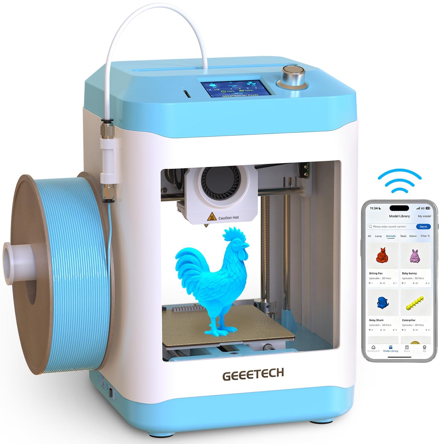 Geeetech Smart 3D Printer for Kids and Beginners, WiFi Mini 3D Printers with App Control, High Speed and Quality Printing, Fully Assembled and Auto Leveling, Designed for Home, School and Office
