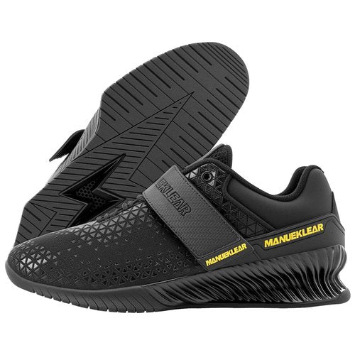 MANUEKLEAR Strong Anti-Slip Deadlift Lifting Squat Shoes for Men, Professional Training Weightlifting Shoes for Men and Women with Rubber Non-Slip Sole Shining Black