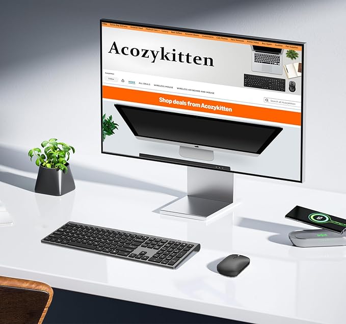 Wireless Keyboard and Mouse Combo, Full Size Computer Keyboard and 2400DPI Silent Optical Mouse with 2.4Ghz Dongle, Invisible Light Design, X Type Scissor Keys, for Computer, Laptop, PC, Mac, Windows
