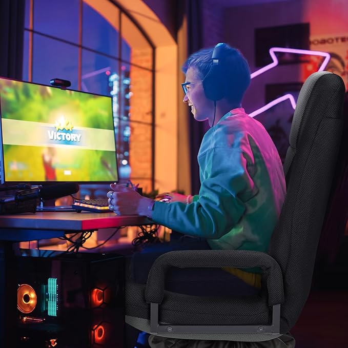 ACIPENSER Swivel Gaming Chair Multipurpose Floor Gaming Chair for Playing Video Games, TV, Reading w/Armrest Lumbar Support & 6 Adjustable Postion Backrest for Adults & Kids,Grey