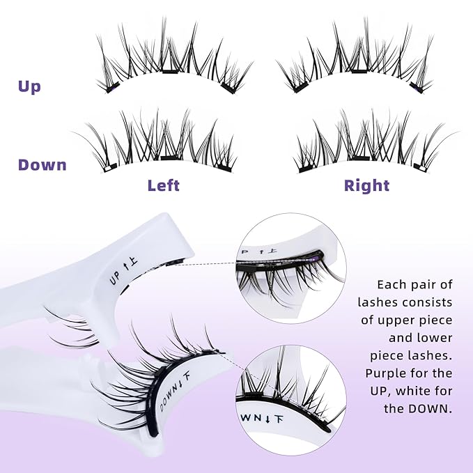 B&Qaugen Reusable Magnetic Eyelashes Natural Look False Eyelashes with Applicator Easy to Wear and Remove Glue-Free Pestañas Magnéticas(CX01)