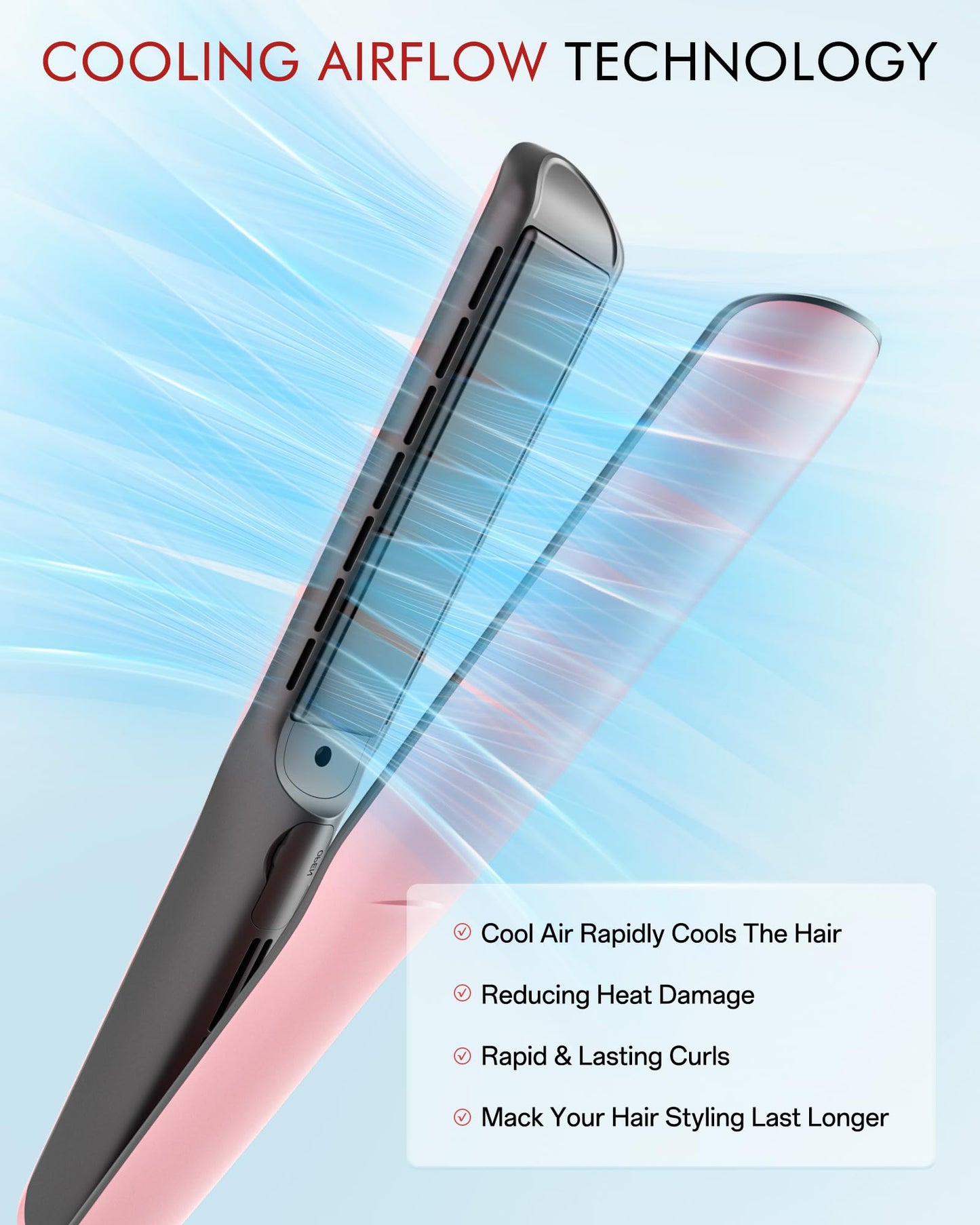 Betahouse Flat Iron Hair Straightener Airflow Curling Iron, Hair Straightener and Curler 2 in 1, 1 Inch Ionic Curling Wand with