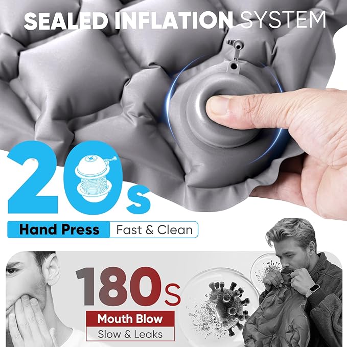 Sekey Pump Up Inflatable Seat Cushion, Portable & Lightweight Airplane Seat Cushion, for Long Flights Stadium Camping Office Travel