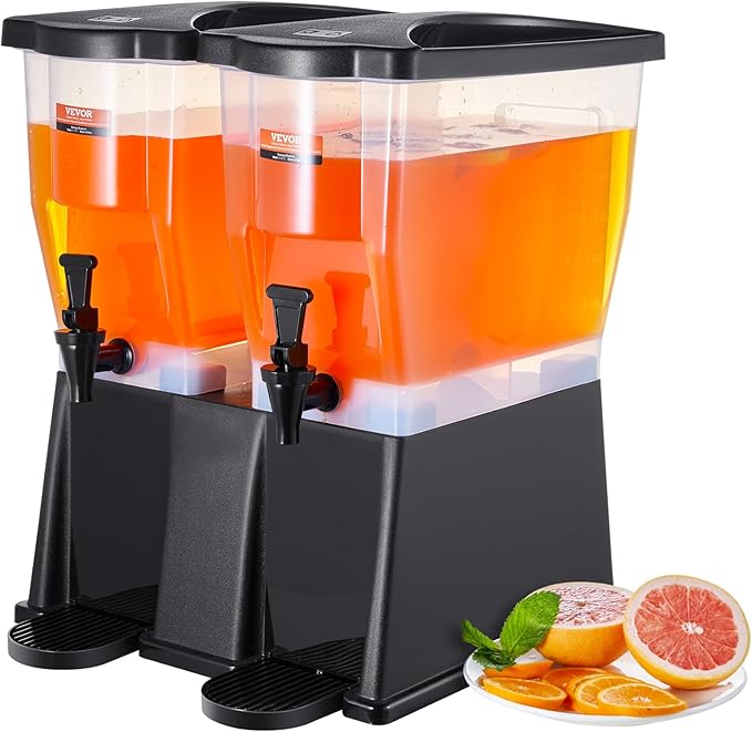 VEVOR Beverage Dispenser, 3 Gallon x 2 Drink Dispensers for Parties, Plastic Juice Dispenser with Stand Spigot Lid, Iced T...