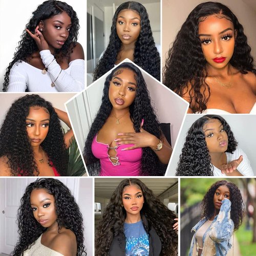 GLOWNINA 13x4 HD Lace Front Wigs Human hair Deep Wave Lace Front Wigs Human Hair Water Curly Lace Frontal Wigs Pre Plucked With Baby hair 180% Density Human Hair Wigs For Women 18 inch
