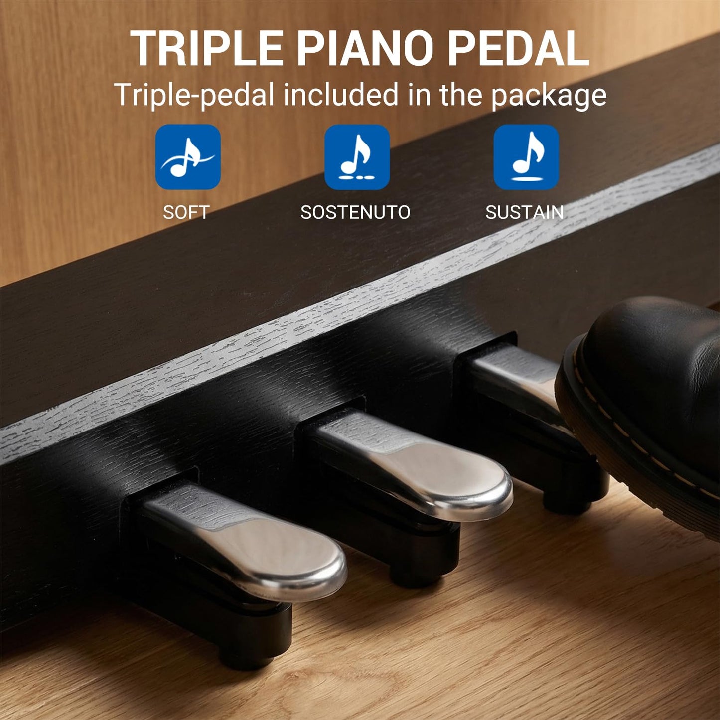 MOSEN 88 Key Digital Paino Fully Weighted Keyboard with Graded Hammer Action, 380 Tones, Triple Pedal, Upright Wood Stand, USB-MIDI, Full Size Home Electric Pianos for Beginner, MDP-110