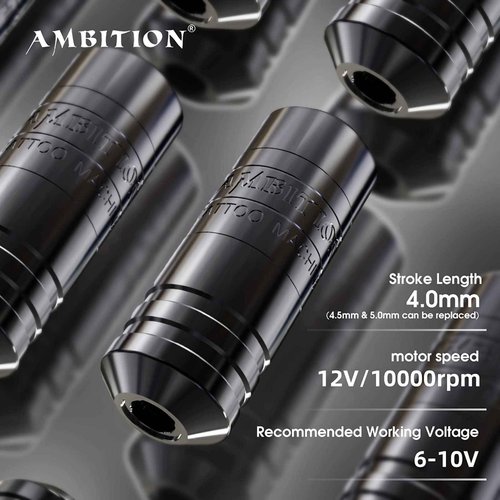 Ambition Torped 32mm Rotary Tattoo Machine Short Pen with Brushless Motor Professional Cartridges Tattoo Gun with RCA Cord for Tattoo Artists