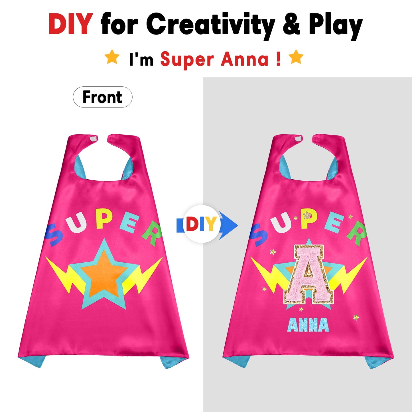 D.Q.Z Superhero-Capes and Masks for Kids Gifts for Girls Boys Super Hero Dress Up Cape and Mask (Rose-Cyan)